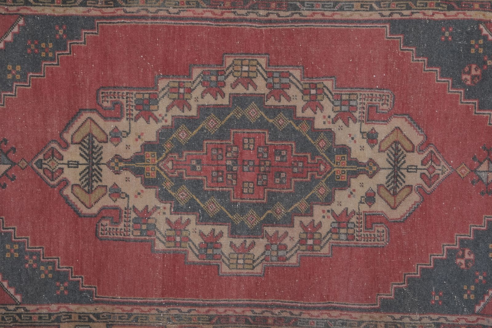Vintage Faded Red Turkish Oushak Rug photo vintage