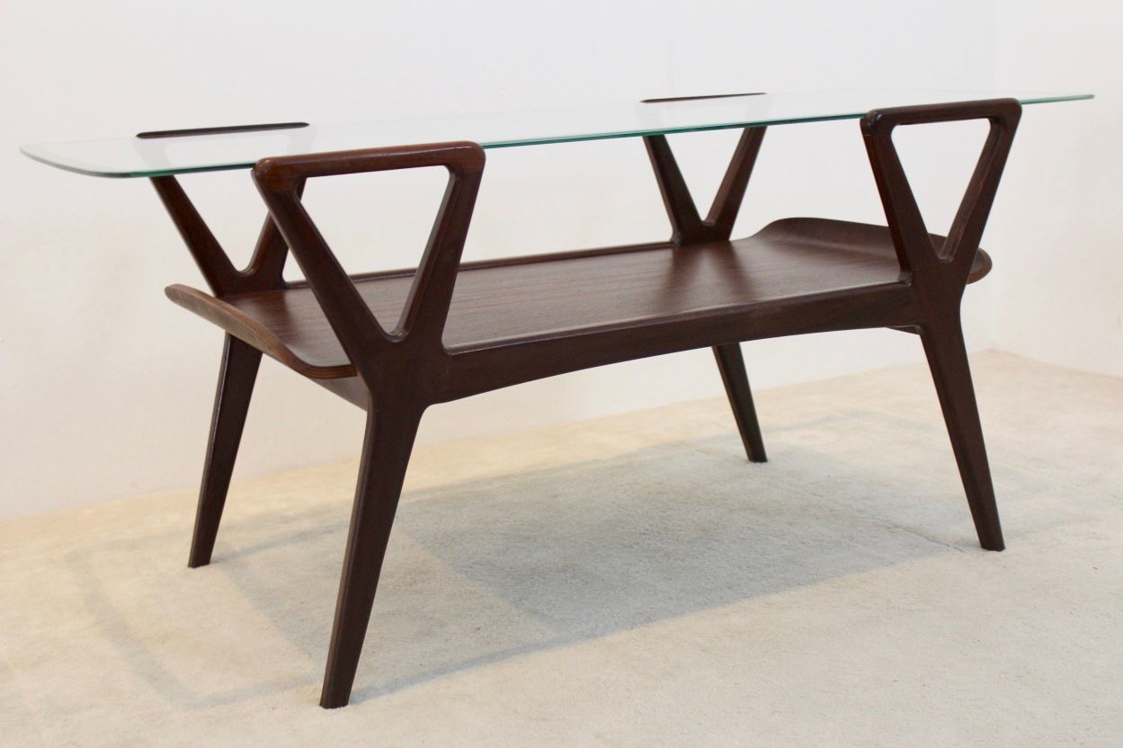 Scandinavian Teak Coffee Table With Glass Top, 1960s