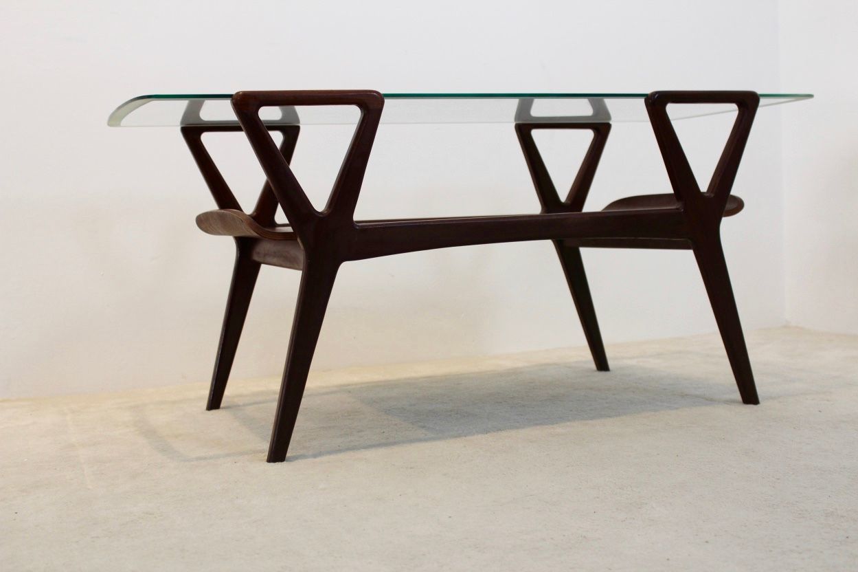 photo for sale Scandinavian Teak Coffee Table With Glass Top, 1960s
