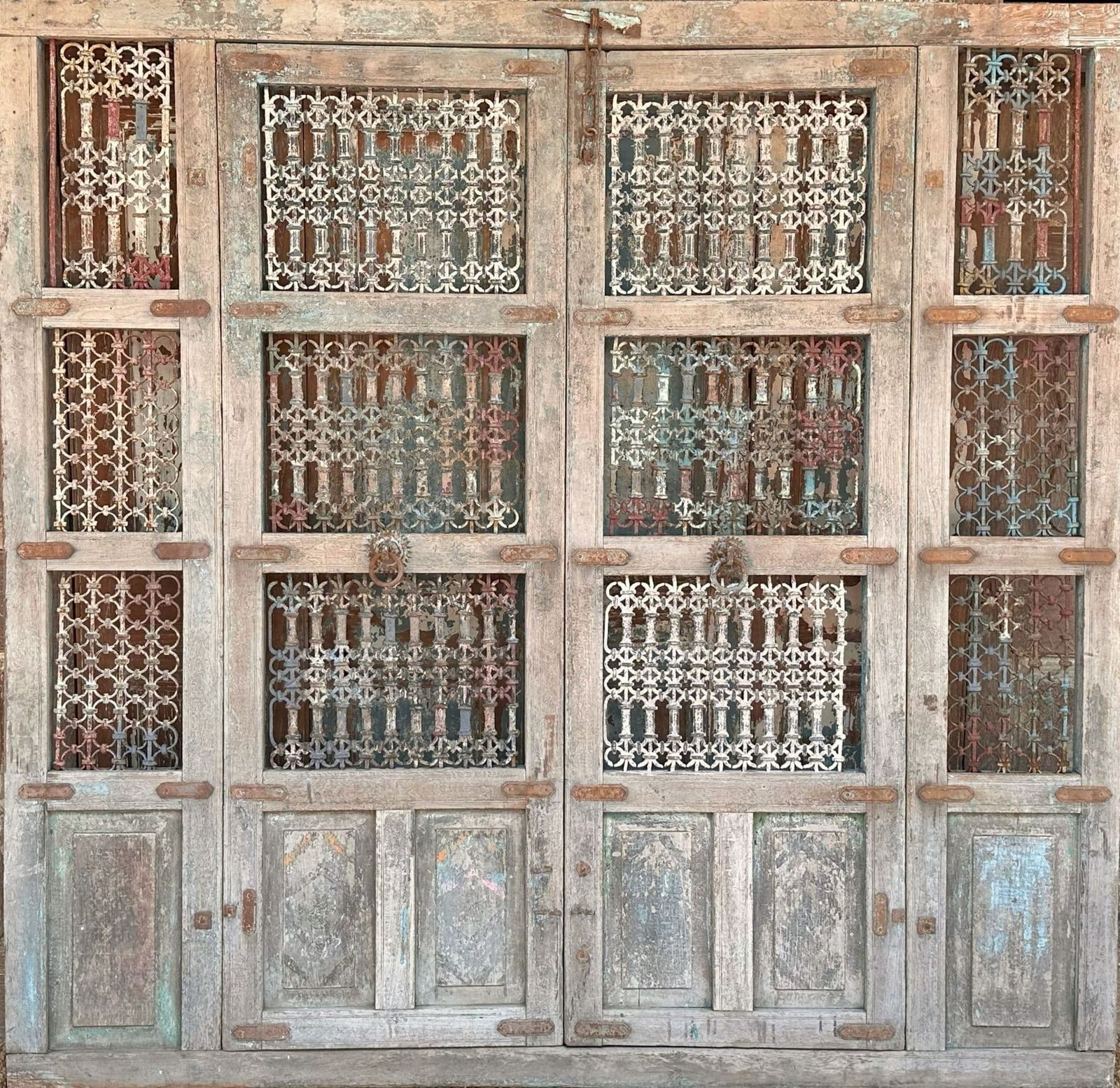 Jali Teak Screenwork Door With Iron Fretwork photo furniture