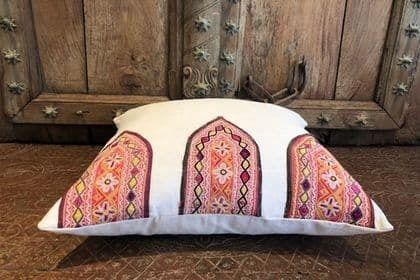 Vintage Indian Textile Cushion Made From French Linen photo furniture