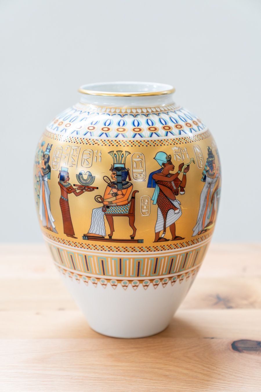 Kaiser "Theben" Set Of 2 Porcelain Vases, Egyptian Motif. photo furniture