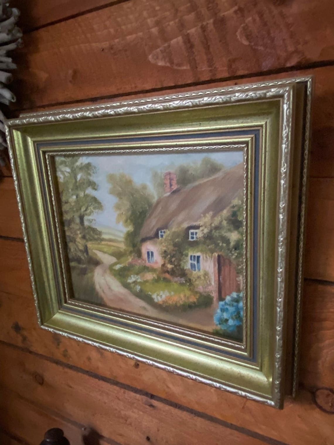 Vintage Oil On Canvas / Signed Framed / Cottage Landscape / 1990s photo Art