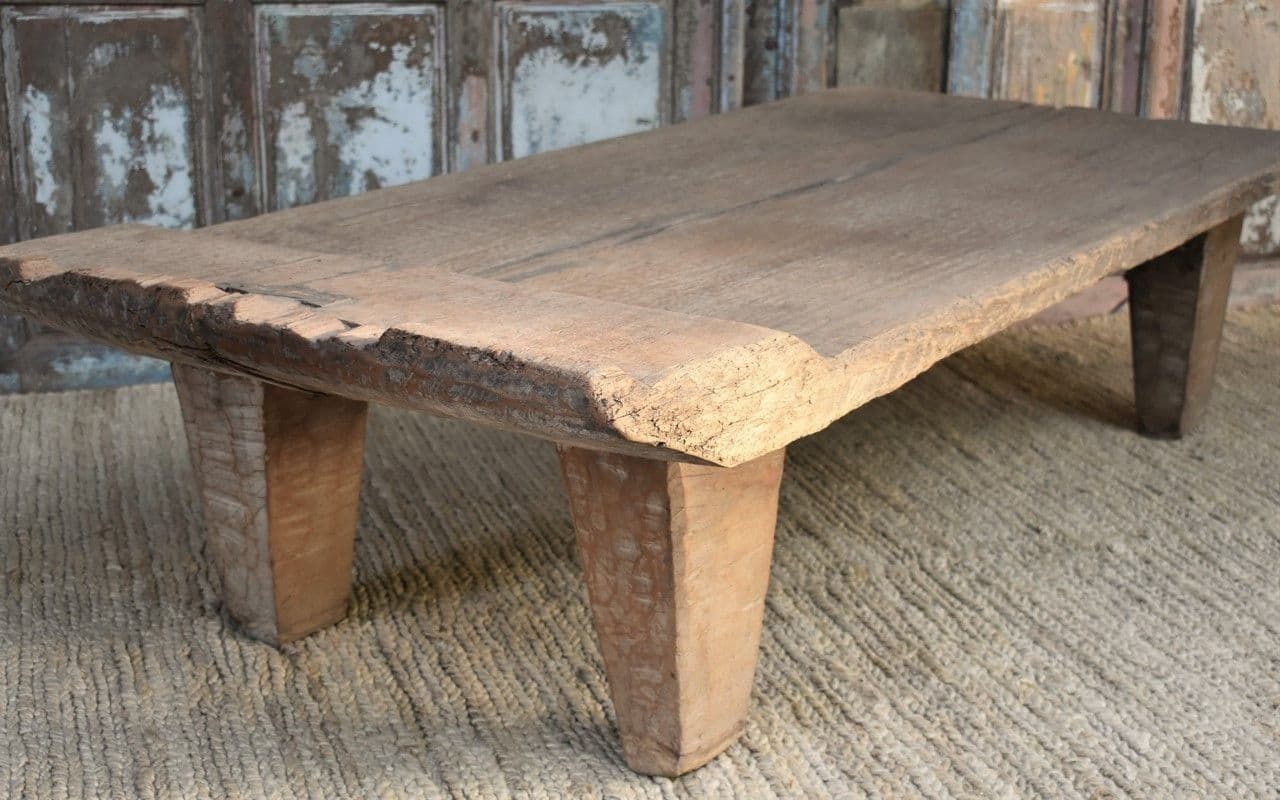 Antique Tribal Day Bed Table In Pale Acacia, Nagaland photo furniture