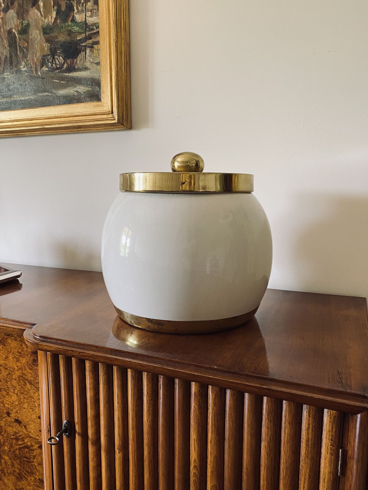 Hollywood Regency White Ceramic Bucket, Italy, Ca. 1970 photo Home Decor