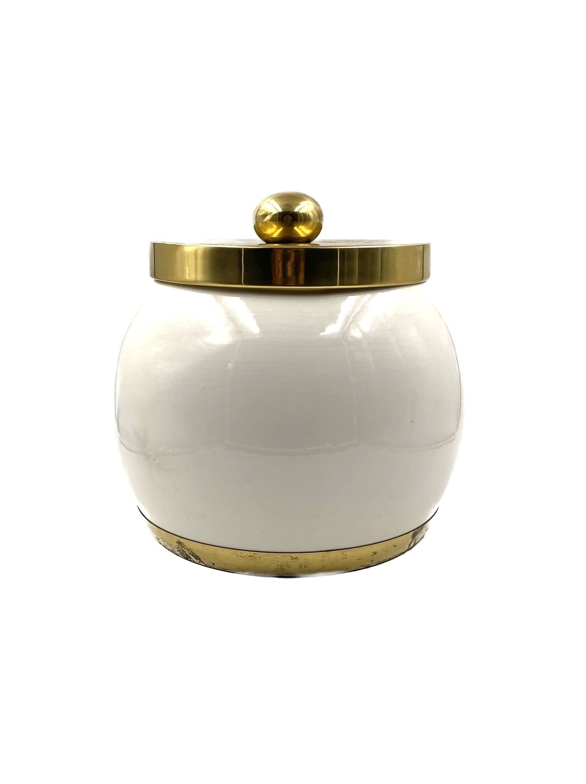 Hollywood Regency White Ceramic Bucket, Italy, Ca. 1970