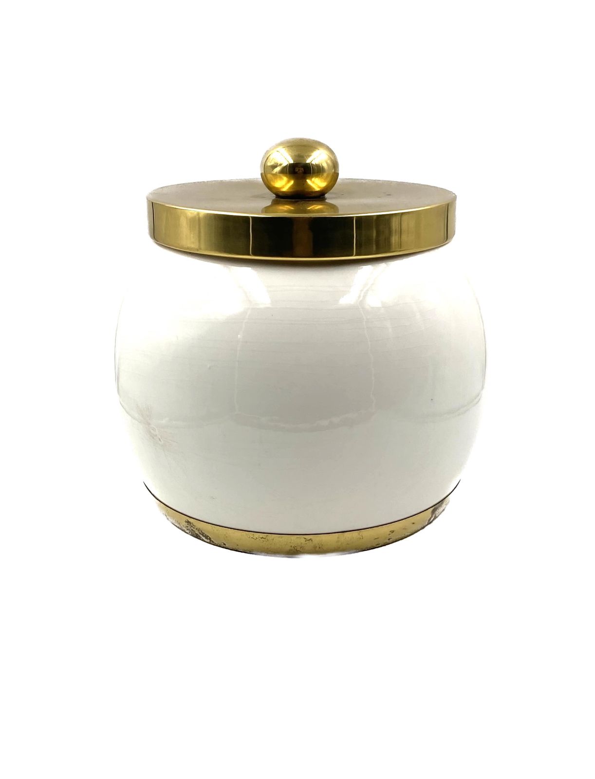Home Decor Hollywood Regency White Ceramic Bucket, Italy, Ca. 1970 photo