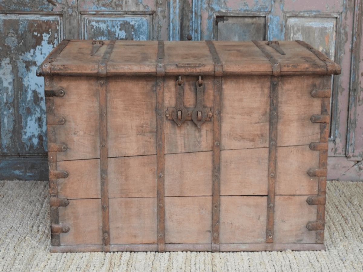 19th Century Teak Dowry Chest, Gujurat