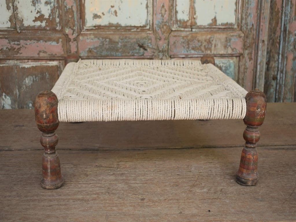 Vintage Tribal Pida Stool With Lacquer Legs (Restrung) photo furniture