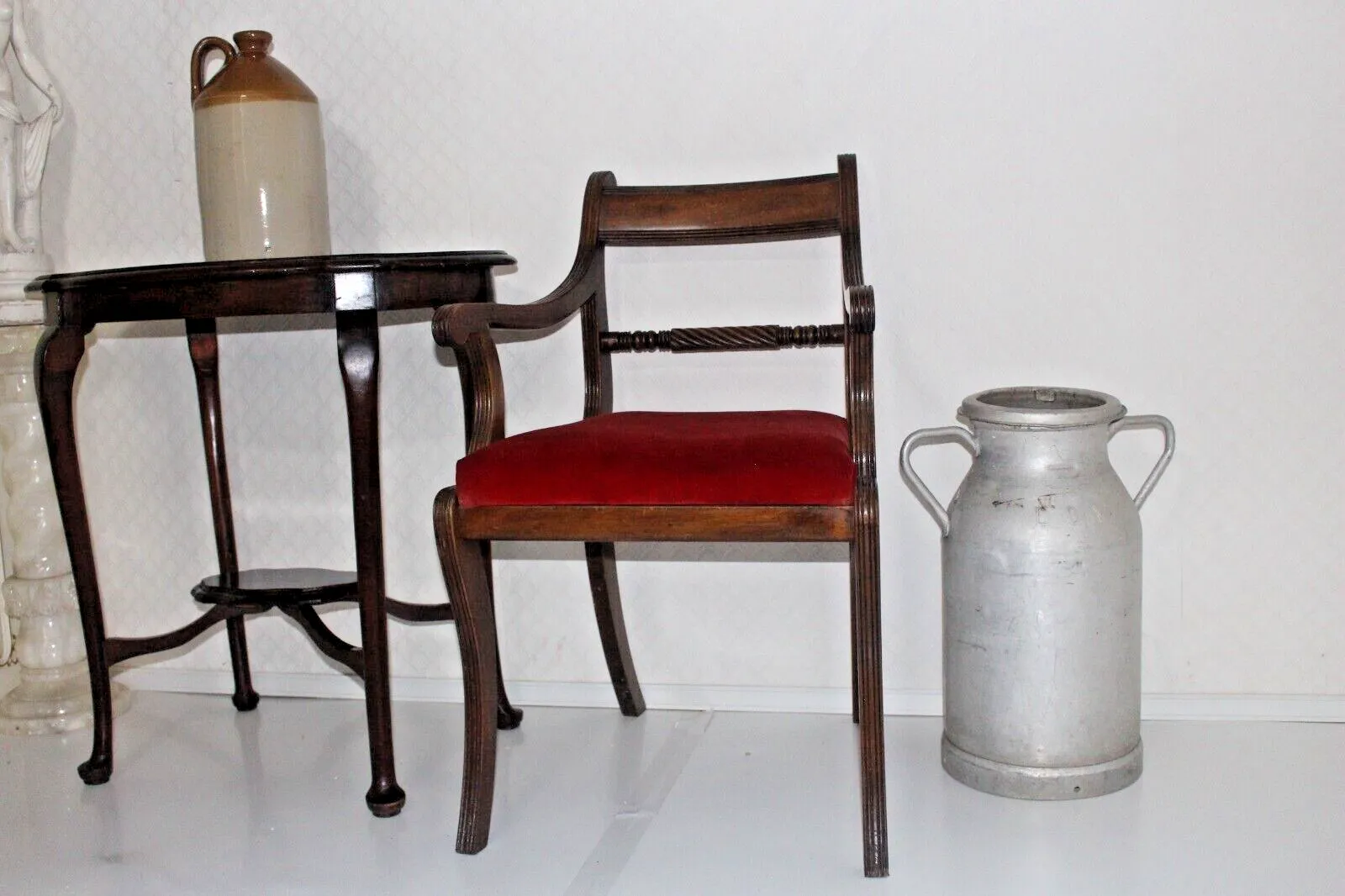 Vintage Edwardian Solid Mahogany Oval Side End Table Plant Occasional 75 X 74 Cm photo furniture