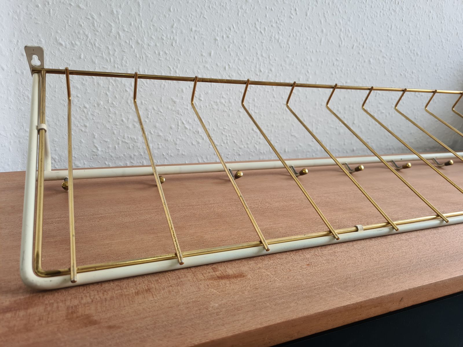 Brass And Cream Mid Century Coat And Storage Rack From Germany photo furniture