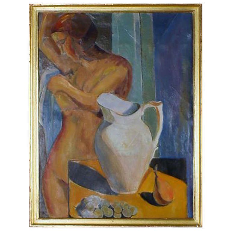Oil On Board, Portrait Of Naked Woman, Unsigned, Unknown Artist