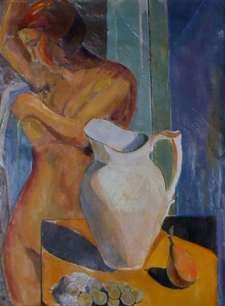 Oil On Board, Portrait Of Naked Woman, Unsigned, Unknown Artist photo furniture