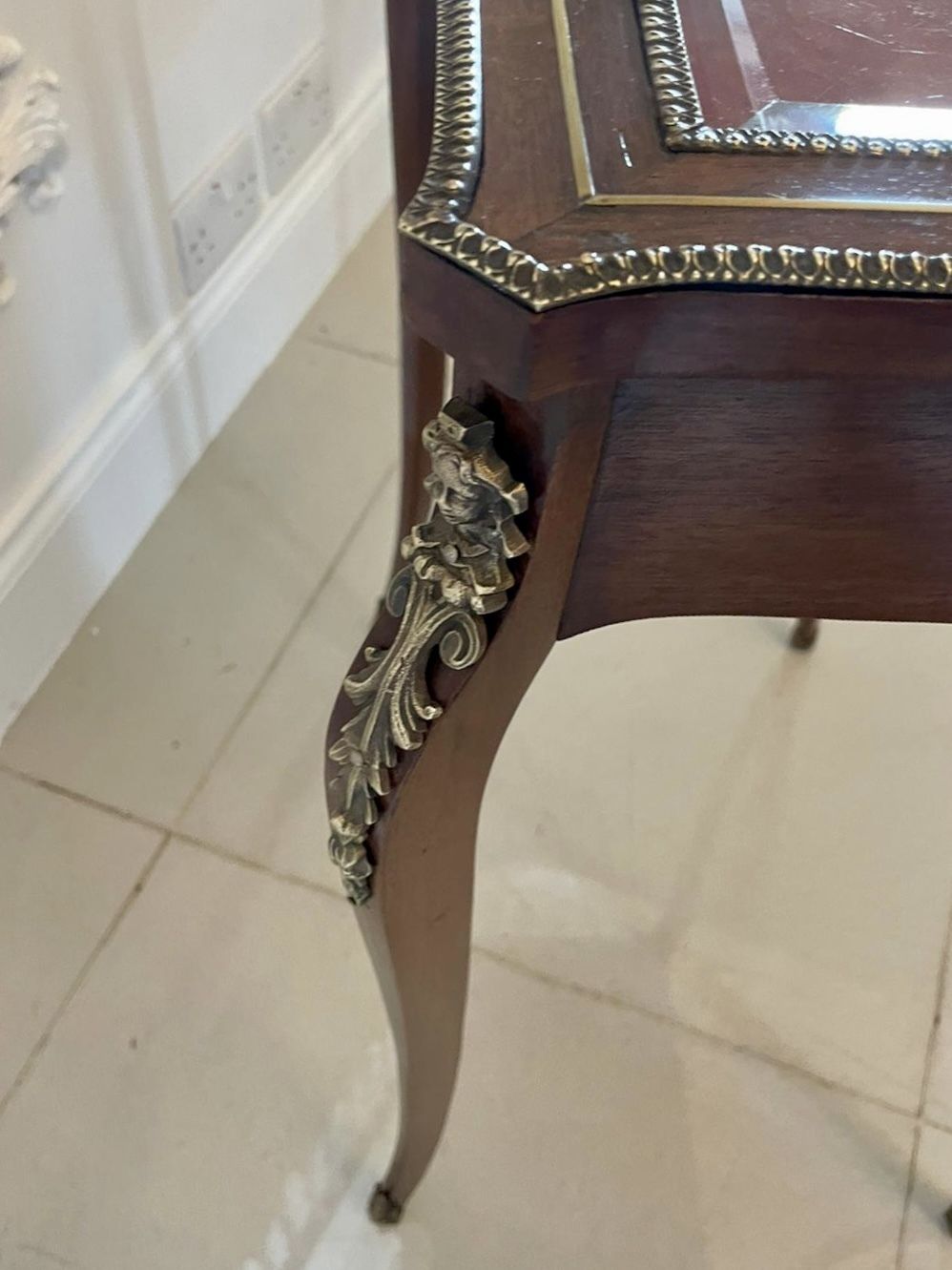 Antique 19th Century French Quality Brass Inlaid Mahogany Bijouterie Cabinet photo 1785.0