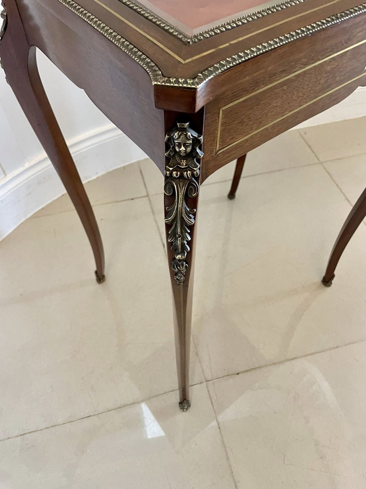 Antique 19th Century French Quality Brass Inlaid Mahogany Bijouterie Cabinet photo buy
