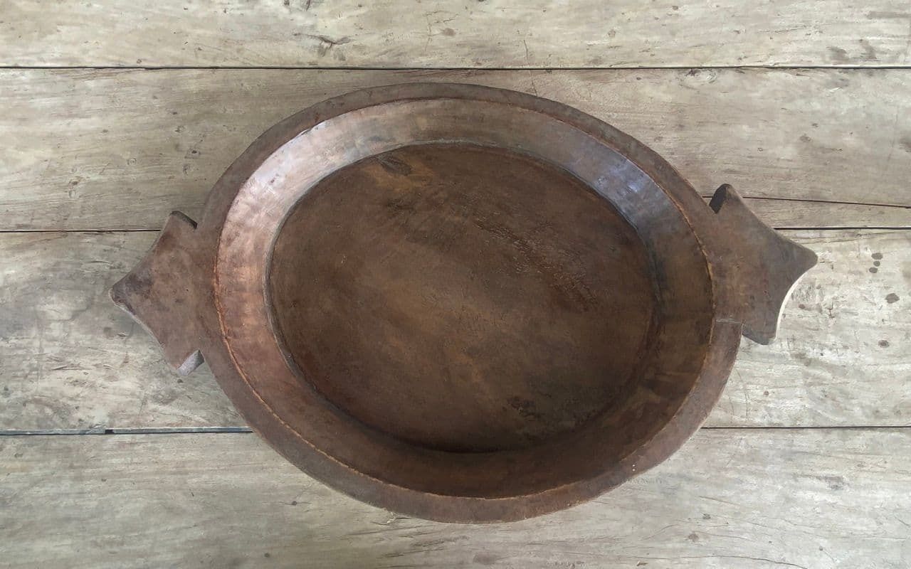 Flat Polished Acacia Wood Vintage Platter photo furniture