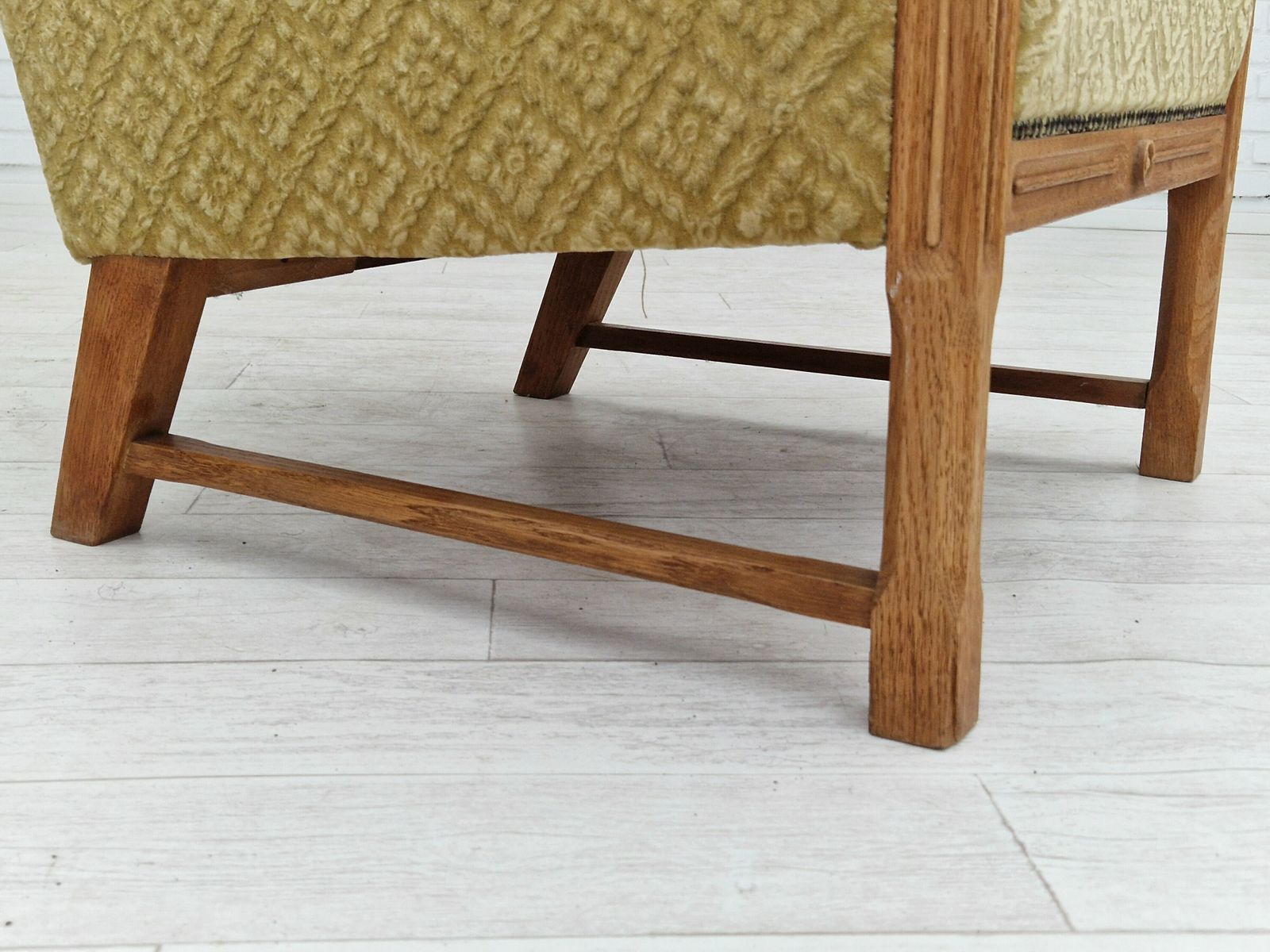1960s, Danish Design, Highback Armchair, Furniture Fabric, Oak Wood. photo Furniture