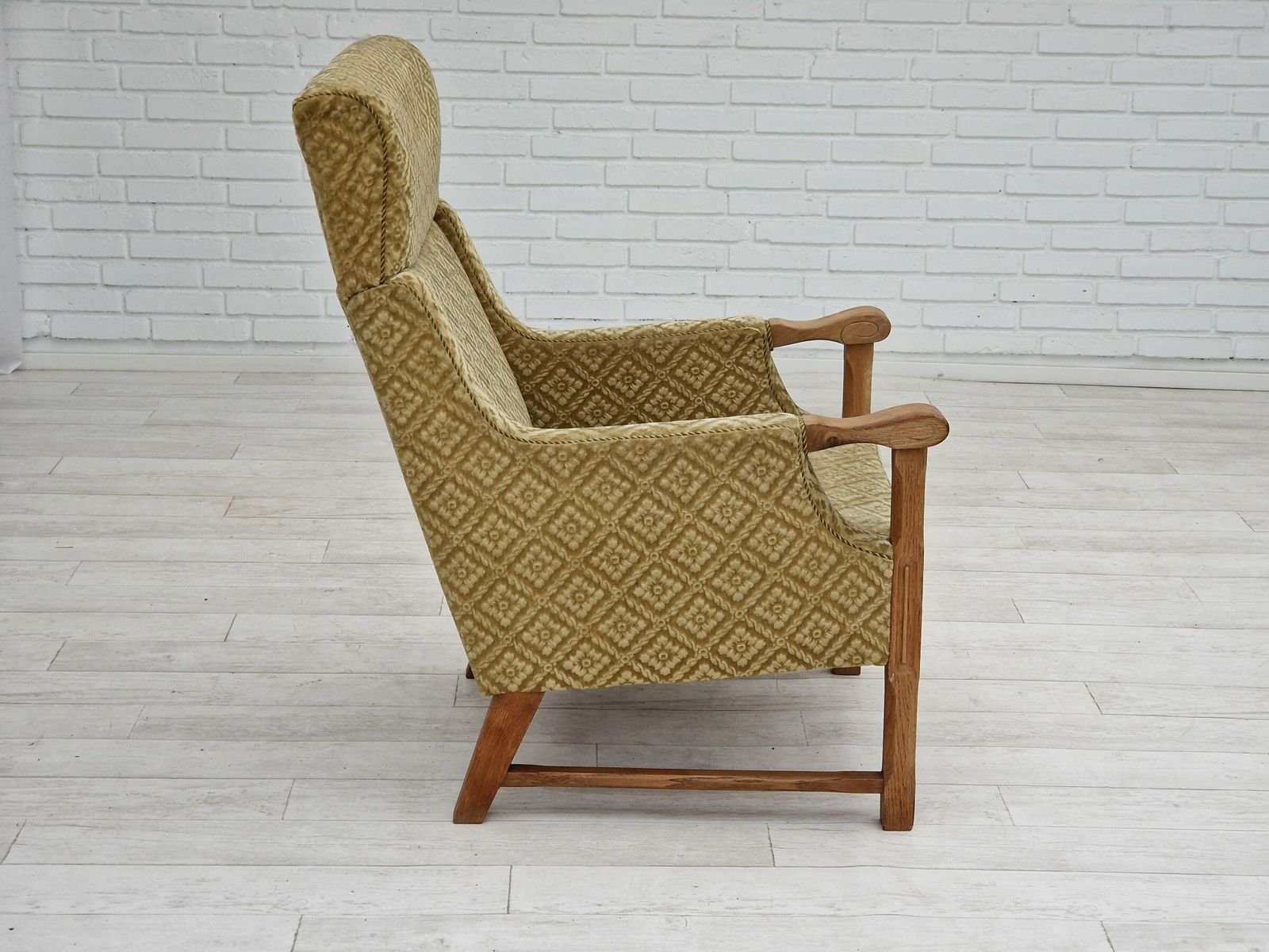1960s, Danish Design, Highback Armchair, Furniture Fabric, Oak Wood. photo 560.0