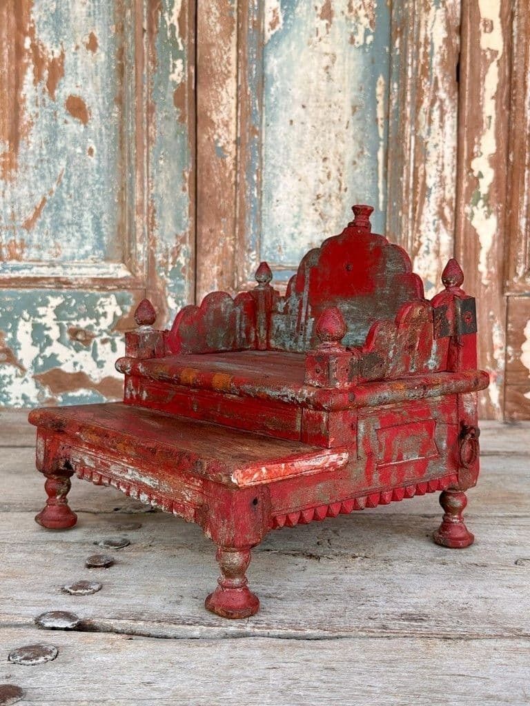Antique Hindu Shrine With Faded Paint Tones photo for sale