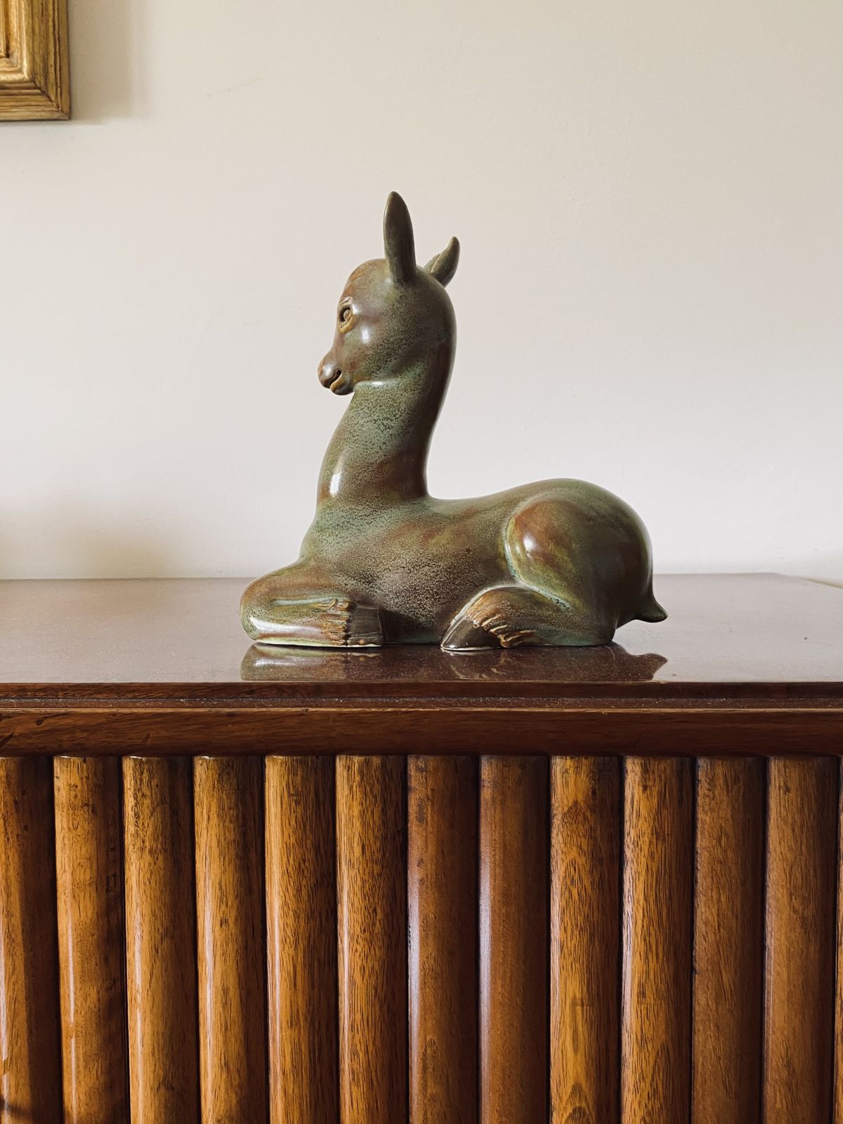 Giovanni Gariboldi, "Crouching Deer", Richard Ginori   San Cristoforo, Italy, 1940s. photo furniture