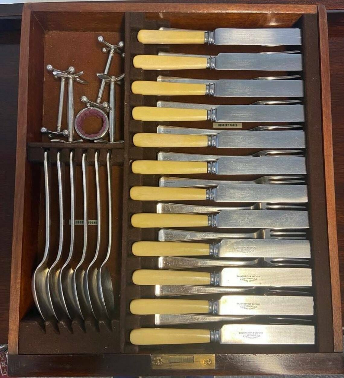 Antique Elkington & Co. / Plate Canteen With Cutlery / Set 86 Pieces / Chippendale Three Drawer Console Table / 1930s photo buy