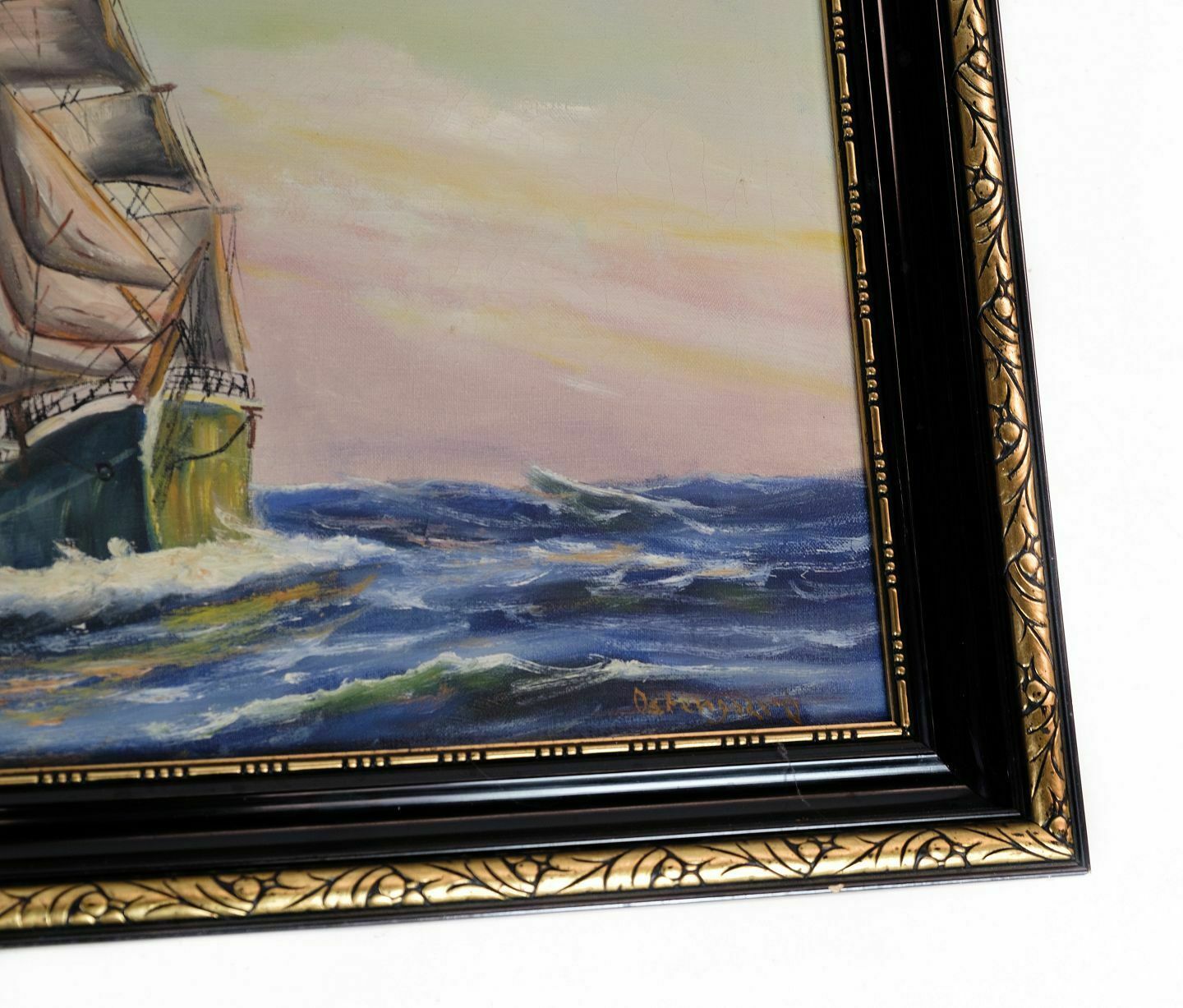 Oil Painting  With Marine Motif  In Black Frame From 1890s photo for sale