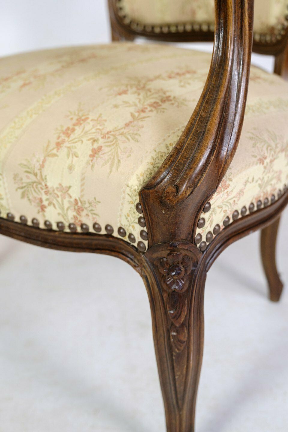 Neo Rococo Armchairs In Decorated Fabric & Dark Wood From 1930s. photo Furniture