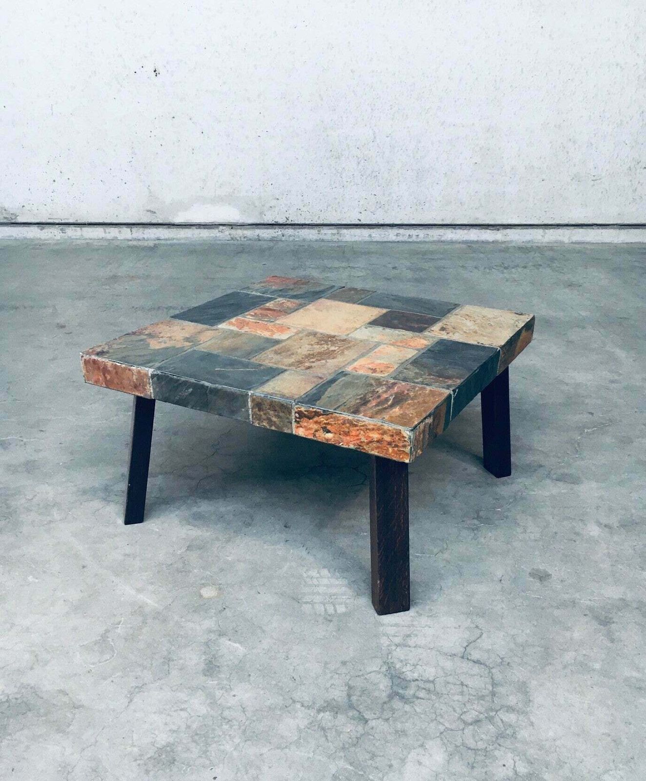 Salontafel Met Leistenen Blad In Brutalistische Stijl, Ca. Jaren 1970