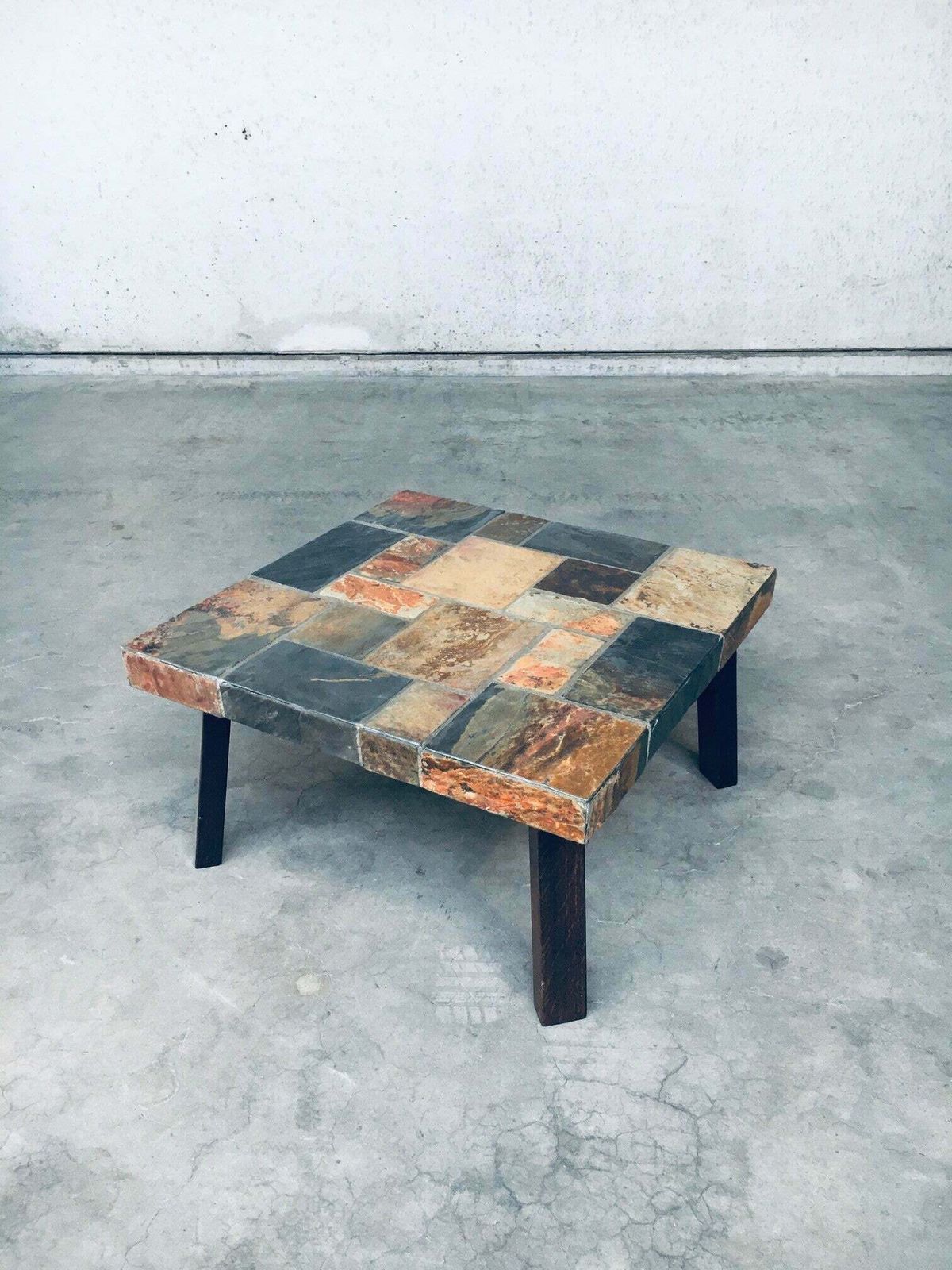 Salontafel Met Leistenen Blad In Brutalistische Stijl, Ca. Jaren 1970 photo for sale