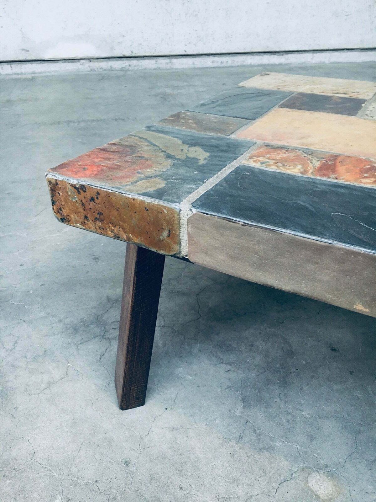 Meubels Salontafel Met Leistenen Blad In Brutalistische Stijl, Ca. Jaren 1970 photo