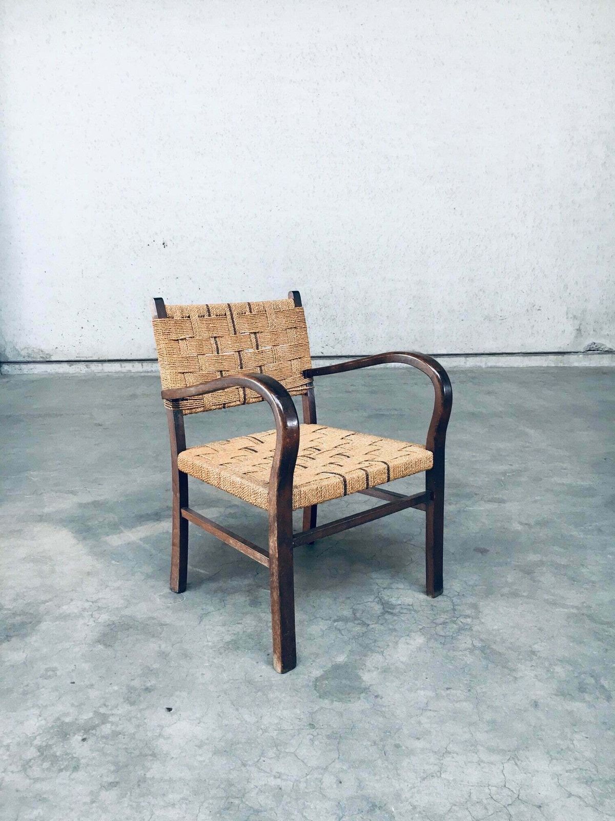 Bauhaus Stijl Fauteuil Met Touwbekleding Door Axel Larsson, Jaren 1930 photo furniture