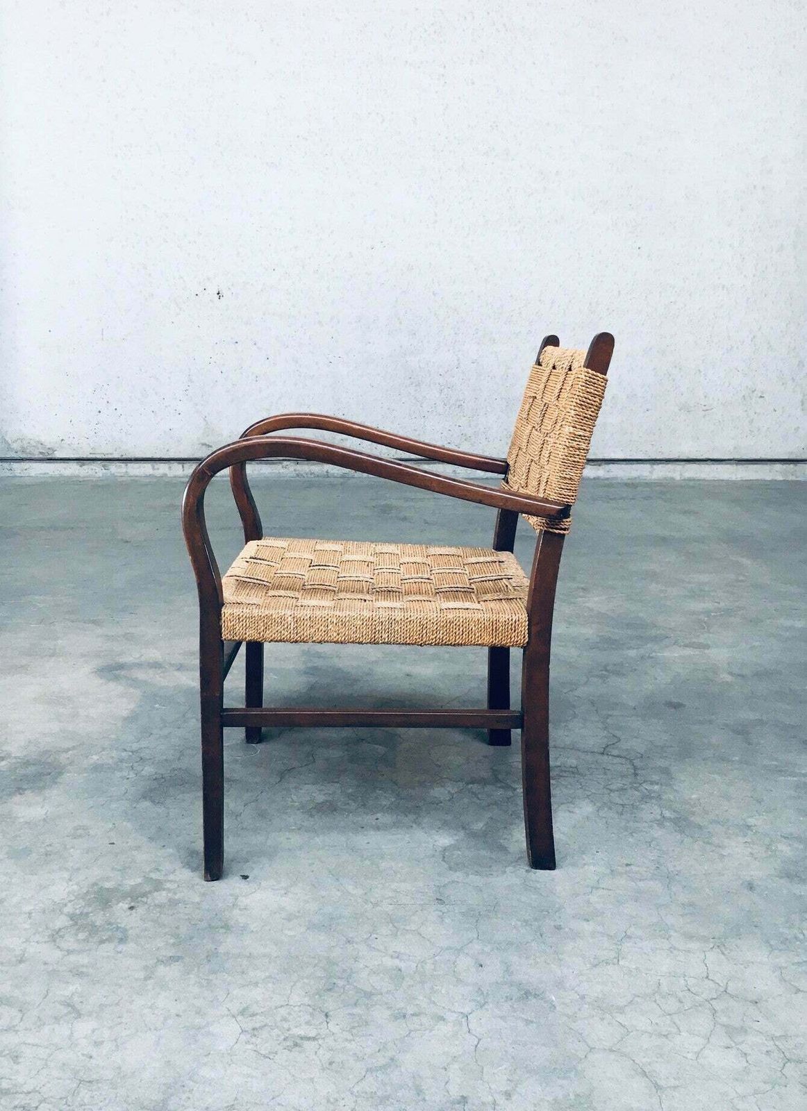 photo furniture Bauhaus Stijl Fauteuil Met Touwbekleding Door Axel Larsson, Jaren 1930