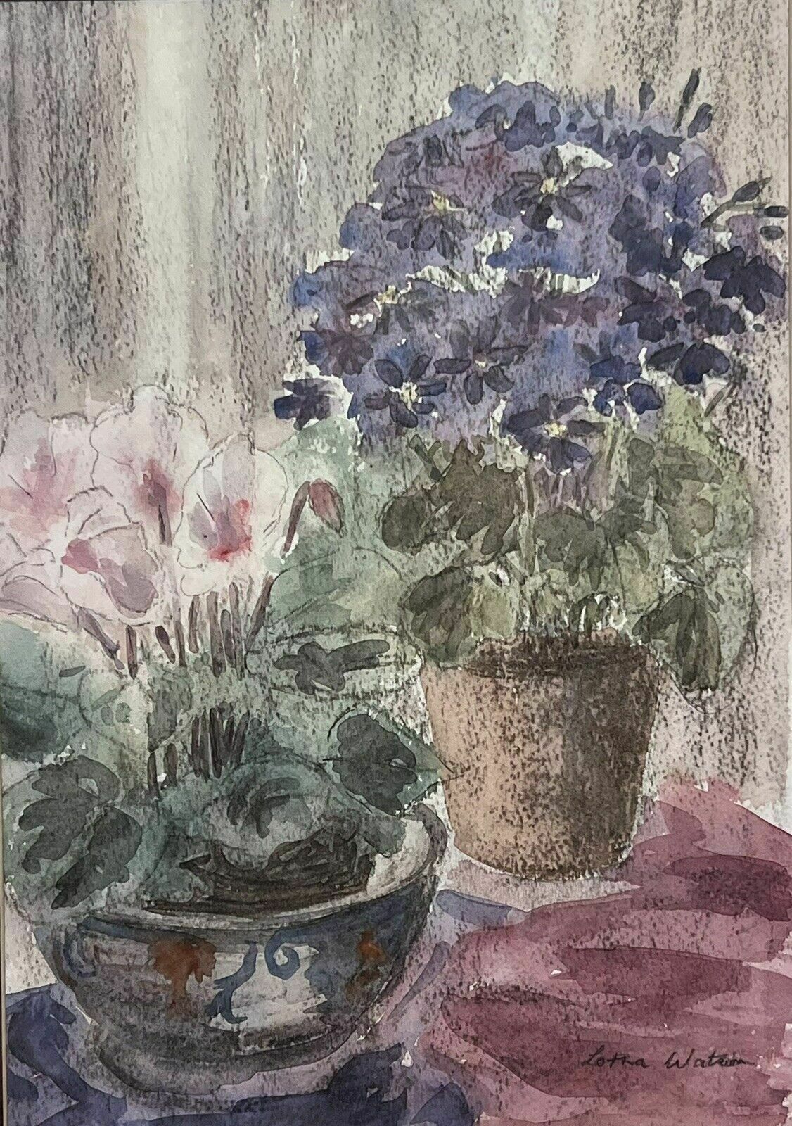 20th Century Botanical Stil Life Watercolour Painting By Artist Lorna Watson photo vinterior