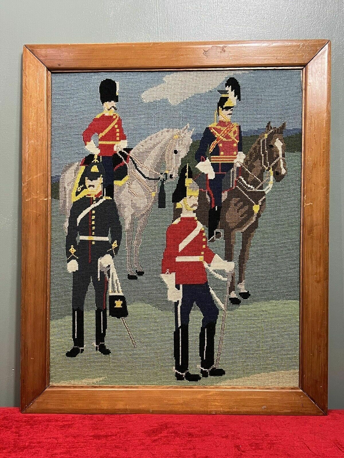 Historic British Royal Household Cavalry Guards Tapestry Showpiece