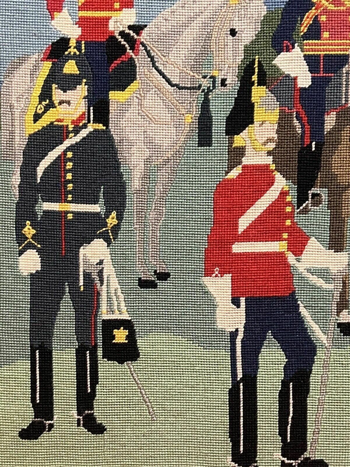 245.0 Historic British Royal Household Cavalry Guards Tapestry Showpiece photo