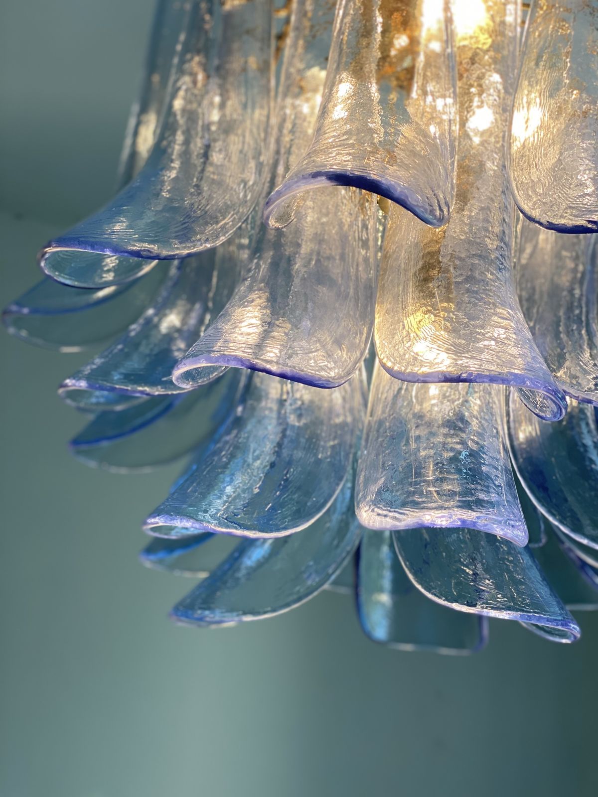 1599.6 Contemporary Blue “Selle” Murano Glass Chandelier photo