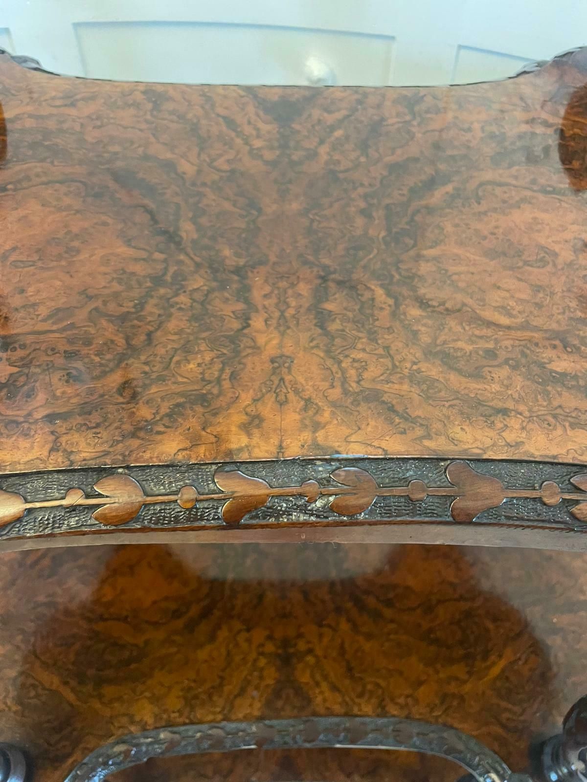 Rare Irish Antique 19th Century Exhibition Quality Freestanding Burr Walnut Carved Whatnot photo furniture