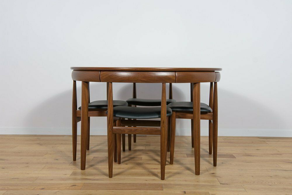 Mid Century Teak Dining Table & Chairs By Hans Olsen For Frem Røjle, 1960s, Set Of 5