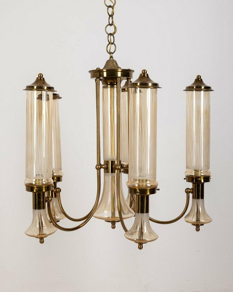 Brass And Glass Chandelier, Japan, 1960s photo for sale