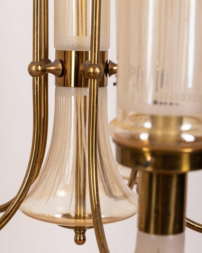 Brass And Glass Chandelier, Japan, 1960s photo buy