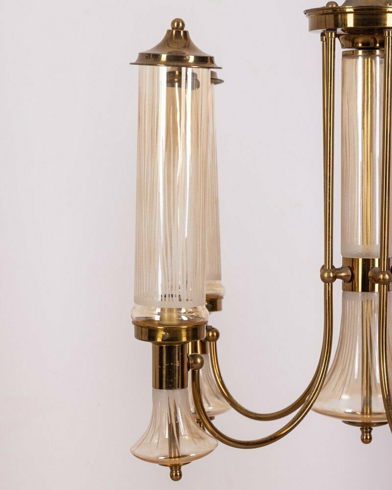 Lighting Brass And Glass Chandelier, Japan, 1960s photo