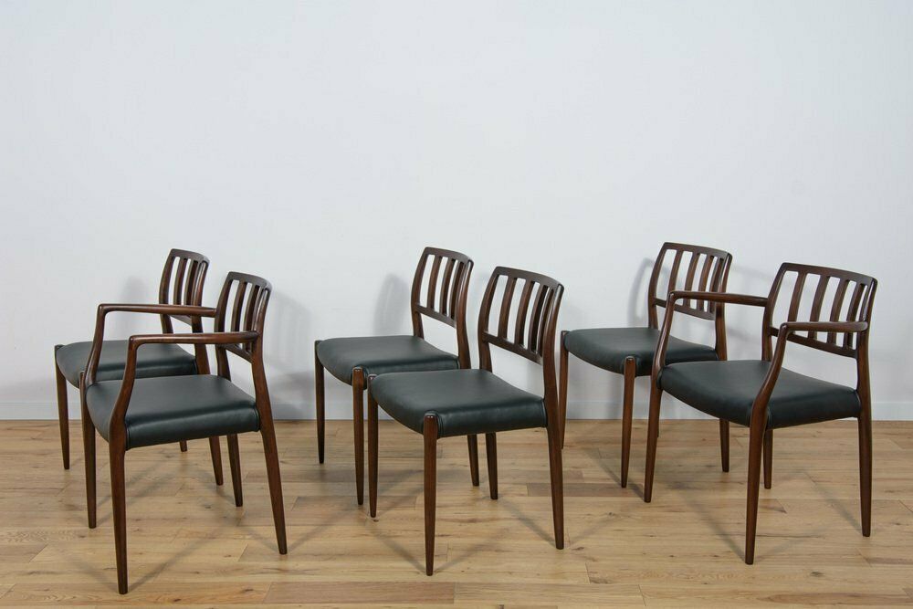 Mid Century Danish Teak Dining Chairs Model No. 83 By Niels O. Møller For J.L. Møllers Furniture Factory, 1970s, Set Of 6 photo for sale
