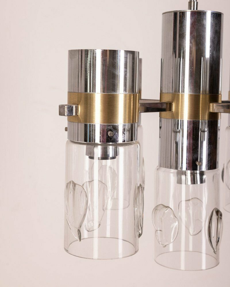 photo furniture Metal And Glass Ceiling Lamp By Gaetano Sciolari, 1970s