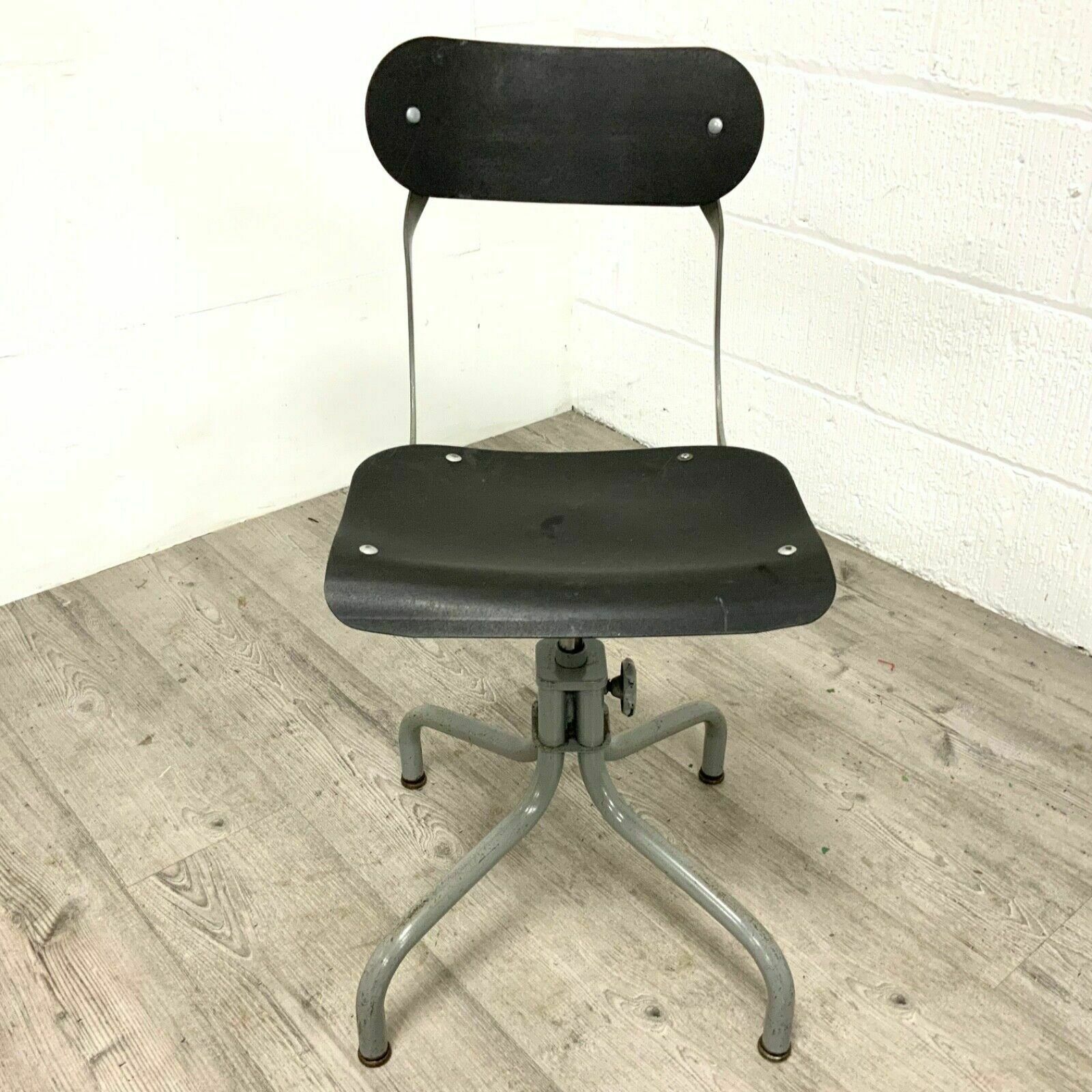 Vintage Leather Industrial Tansad Factory Engineers Stool Draughtsman's Chair photo furniture