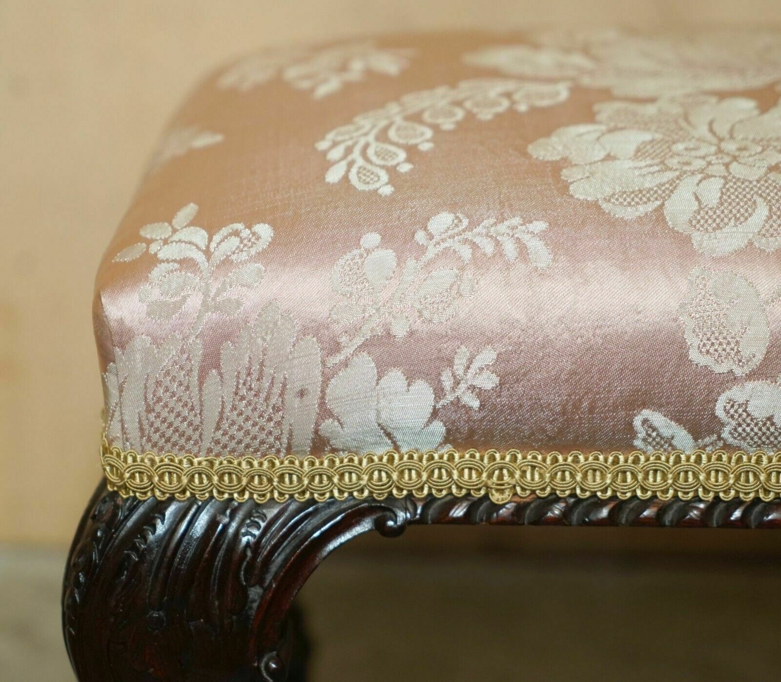 Sublime Pair Of Antique Victorian Claw & Ball Mahogany Framed Small Footstools photo 1950.0