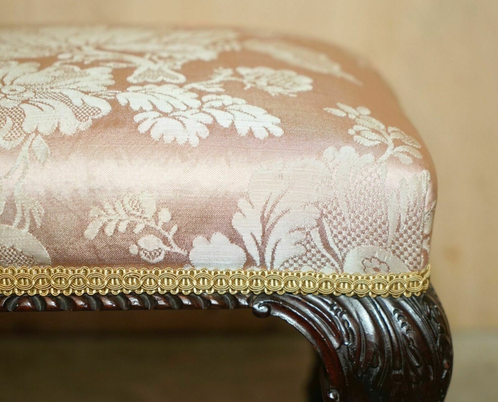 Sublime Pair Of Antique Victorian Claw & Ball Mahogany Framed Small Footstools photo buy