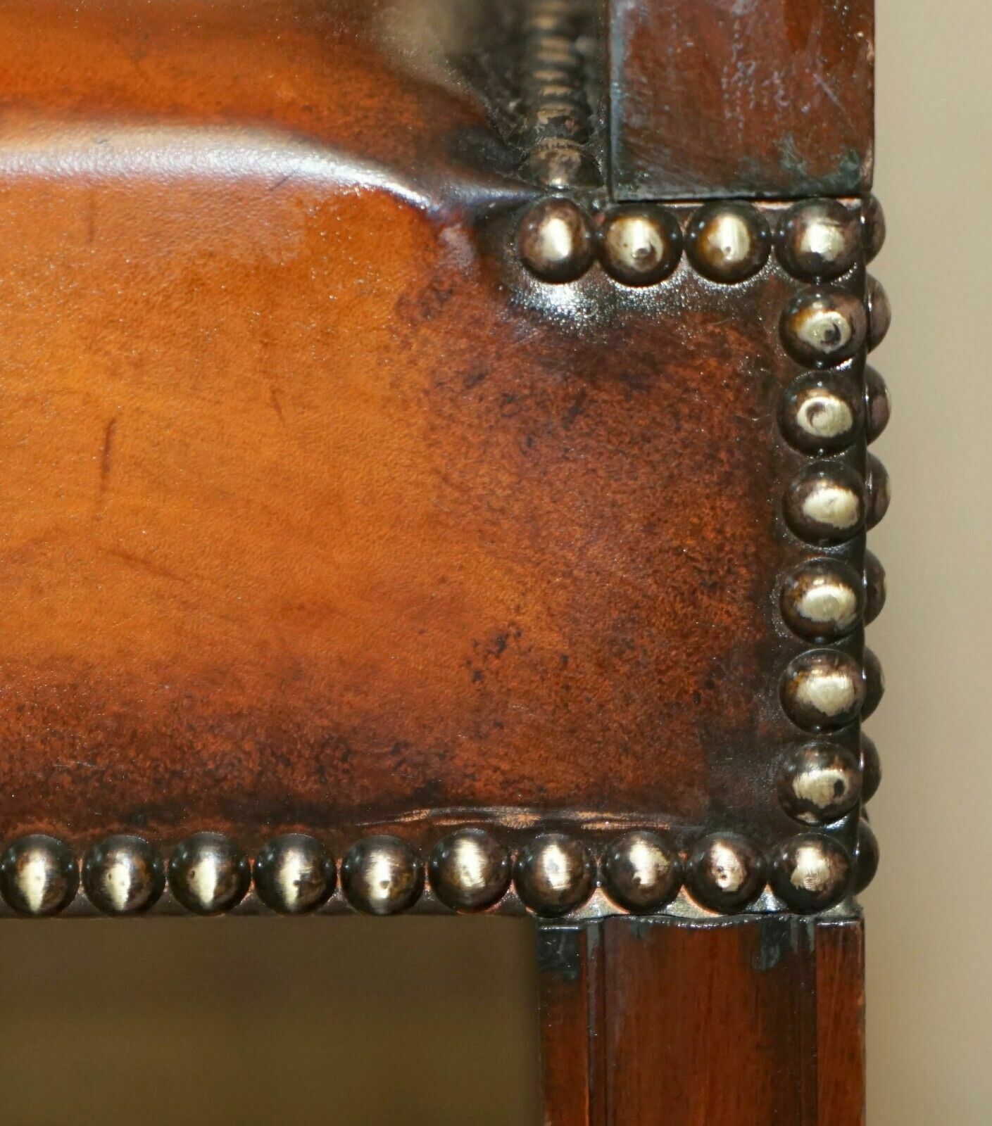 1850.0 Antique Restored Gainsborough Hand Dyed Whisky Brown Leather Office Desk Chair photo
