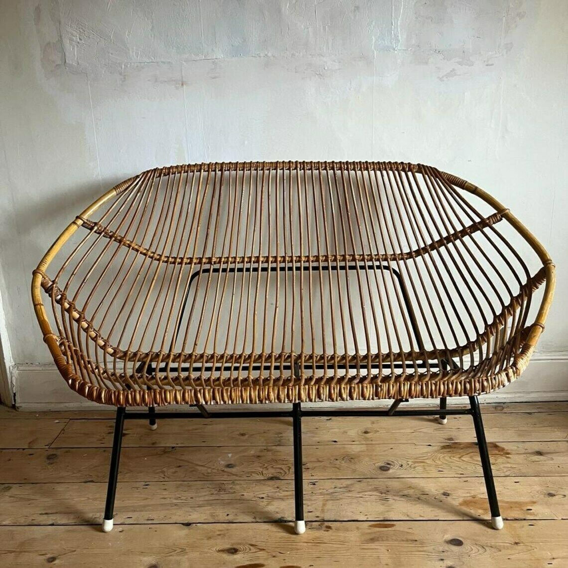 Vintage Bamboo 2 Seater Seat/ Love Seat /Settle photo Furniture