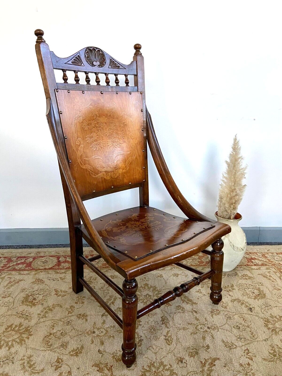Antique Early 20th Edvardiancentury Beech Floral Occasional Chair Made In Englad
