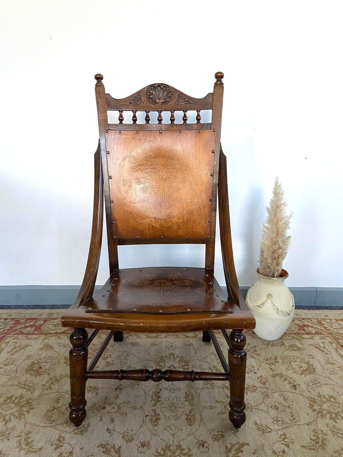 Antique Early 20th Edvardiancentury Beech Floral Occasional Chair Made In Englad photo 250.0